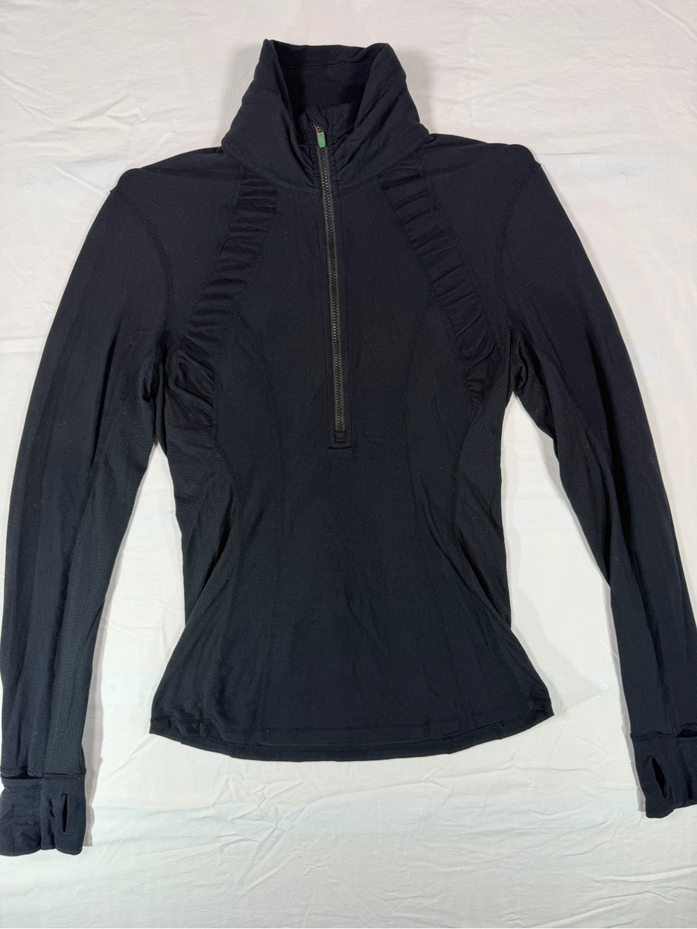 Lululemon Turn Around Pullover Black Half Zip Thumbholes Women’s Size 6
